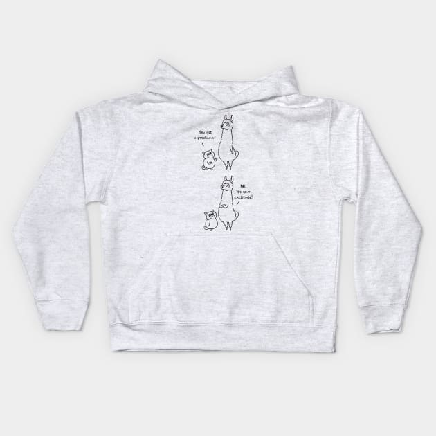 Cattitude ProbLlama Kids Hoodie by huebucket